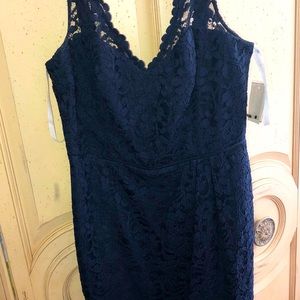 NWT David’s Bridal short lace special occasion cocktail dress navy blue marine